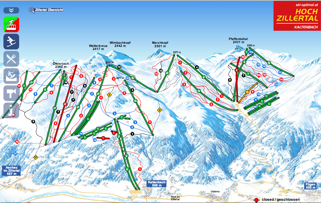 Hochzillertal 雪場地圖