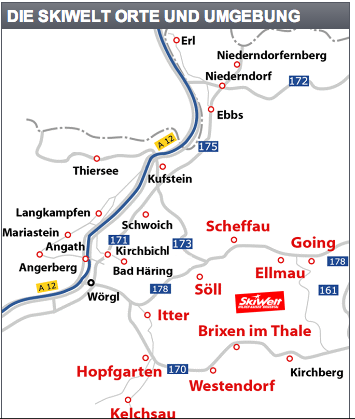 SkiWelt 交通位置圖