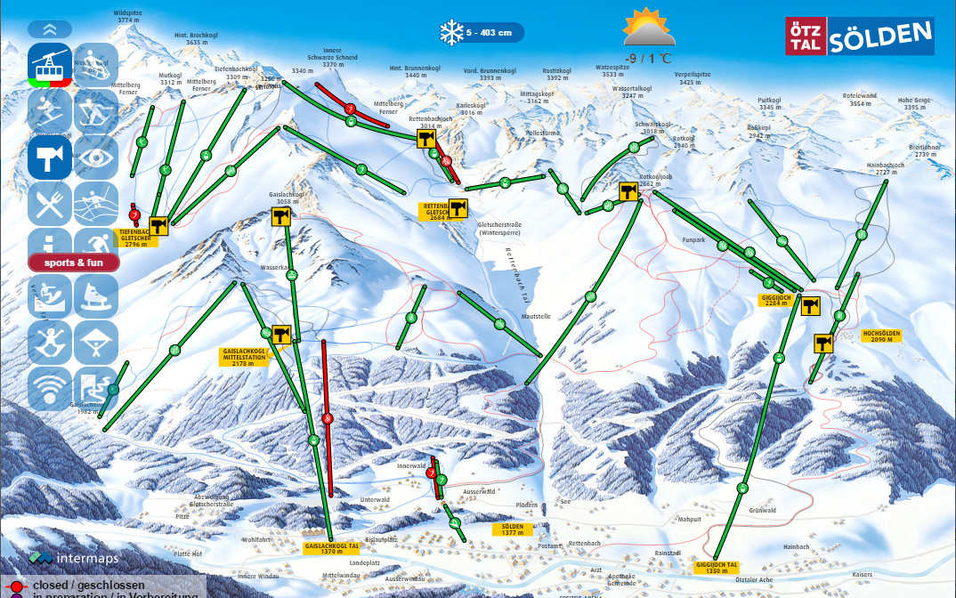 Sölden 四月纜車開放狀況