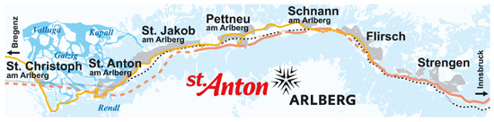 St. Anton 住宿分布圖